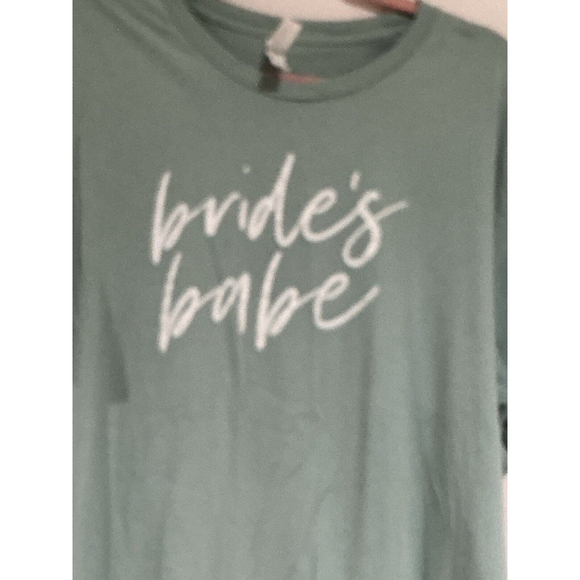 Men’s Canvas Crew Neck Short Sleeve T Shirt Green 3xl Says Brides Babe - Picture 2 of 6